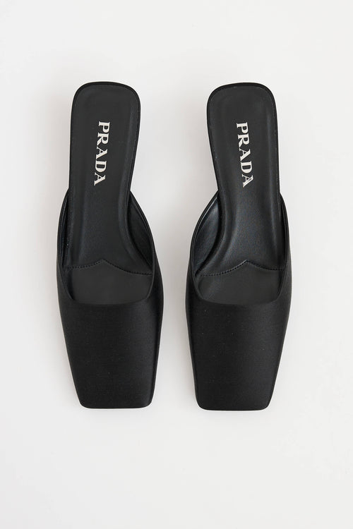 Prada Satin Square Toe Mule