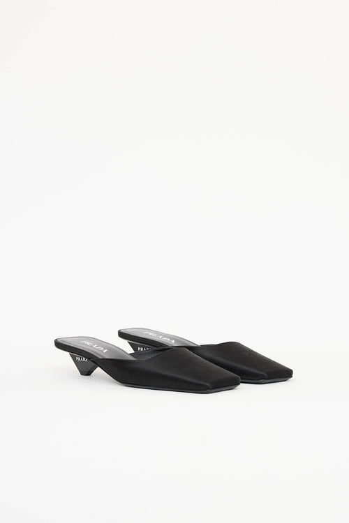 Prada Satin Square Toe Mule