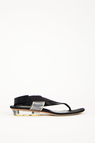 Prada Black Satin Slingback Sandal