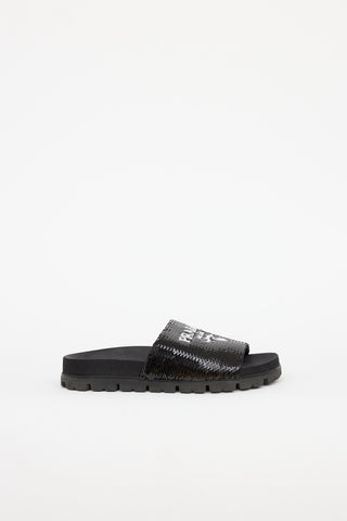 Prada Sequin Logo Lug Slide