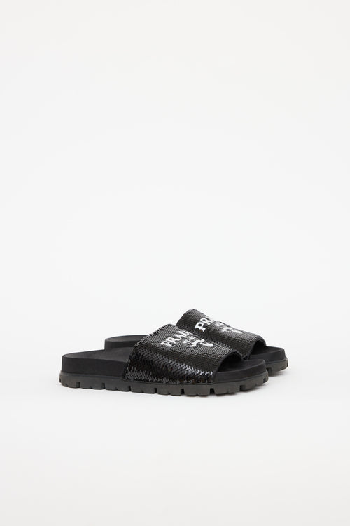 Prada Sequin Logo Lug Slide