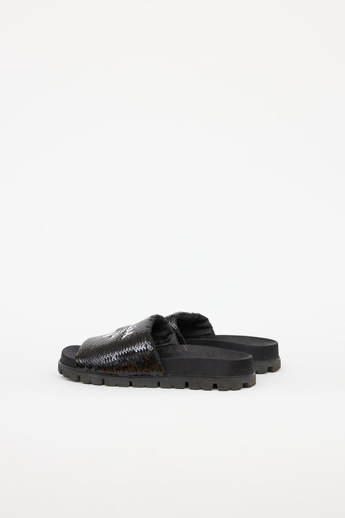 Prada Sequin Logo Lug Slide