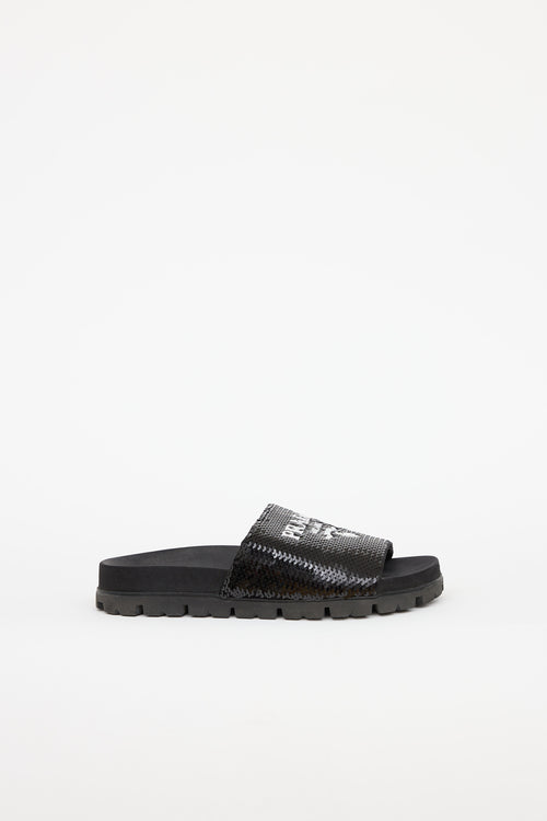 Prada Sequin Logo Lug Slide