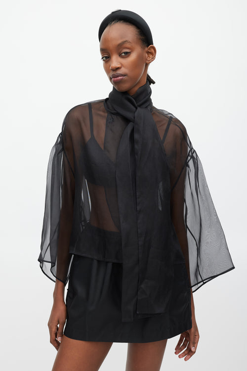 Prada // Black Sheer Silk Tie Top – VSP Consignment
