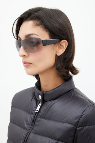 Prada Black Shield SPS07F Sunglasses