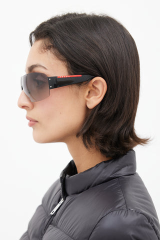Prada Black Shield SPS07F Sunglasses