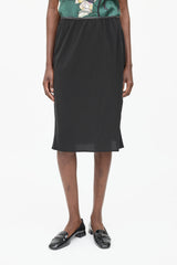 Prada Silk & Leather Skirt