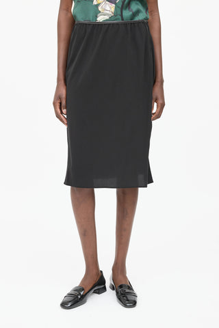 Prada Silk & Leather Skirt