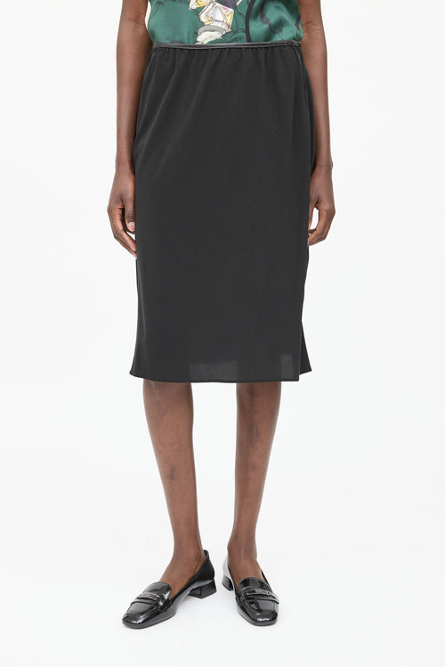 Prada Silk & Leather Skirt