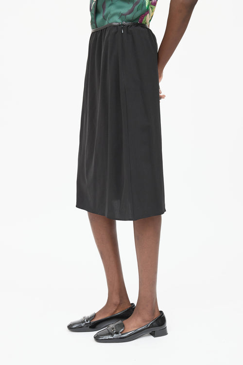 Prada Silk & Leather Skirt