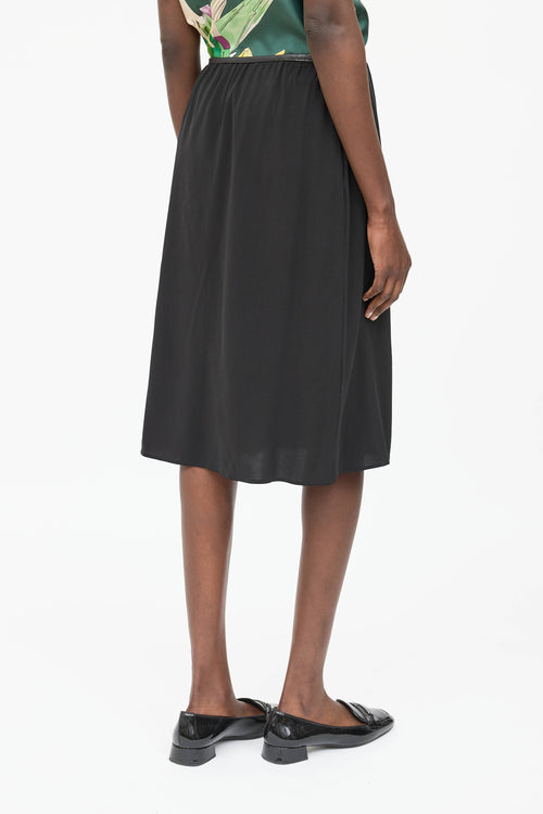 Prada Silk & Leather Skirt