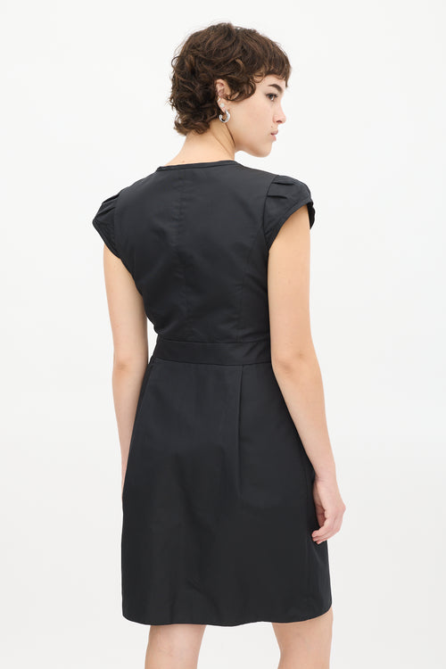 Prada Black Silk Pleated Zip Dress