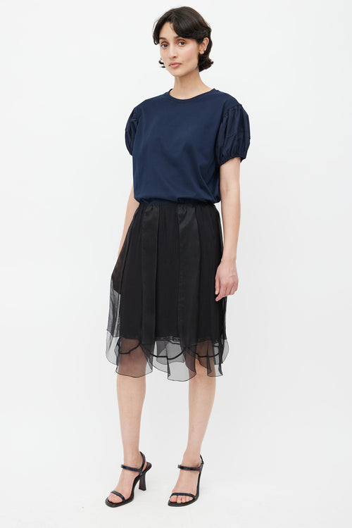 Prada Black Silk Ruffle Skirt