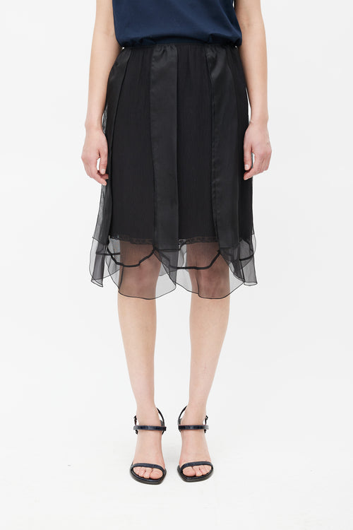 Prada Black Silk Ruffle Skirt
