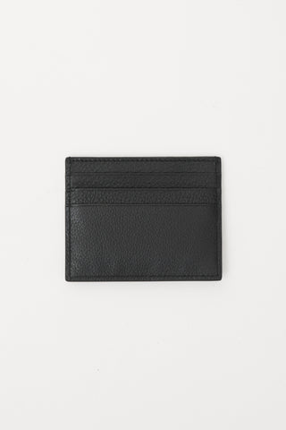 Prada Black & Silver Leather Logo Cardholder