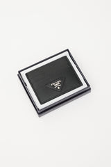 Prada Black & Silver Leather Logo Cardholder