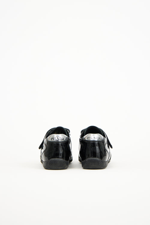 Prada Black & Silver Patent Leather Velcro Sneaker