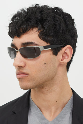 Prada Black & Silver Oval SPR53F Sunglasses