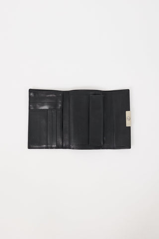 Prada Black Leather Trifold Wallet