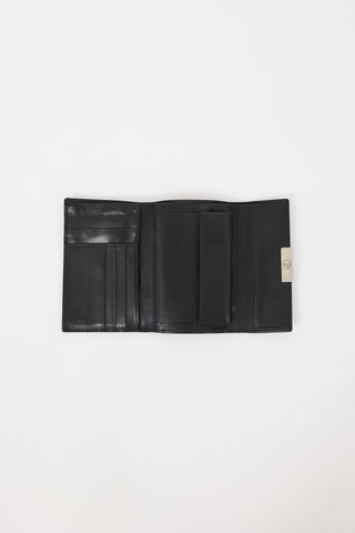 Prada Black Leather Trifold Wallet