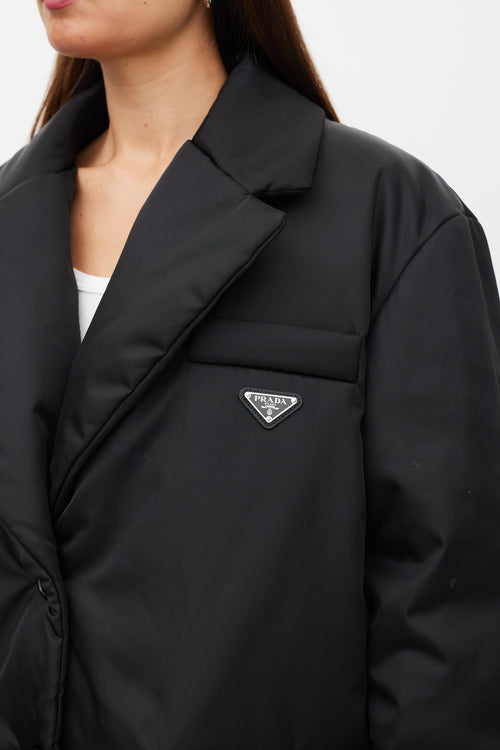 Prada Black & Silver Re-Nylon Padded Coat