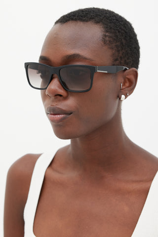 Prada Black & Silver SPR19S Rectangular Sunglasses
