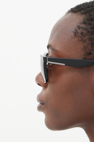Prada Black & Silver SPR19S Rectangular Sunglasses