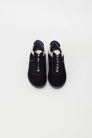 Prada Black Suede Calzature Donna Sneaker