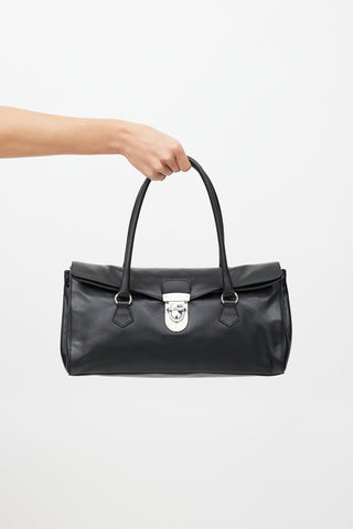 Prada Black & Silver Vitello Leather Bag