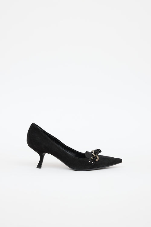 Prada Suede Chain Kitten Heel