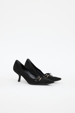 Prada Suede Chain Kitten Heel