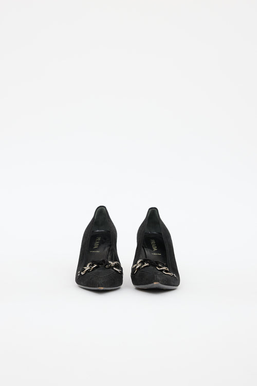 Prada Suede Chain Kitten Heel