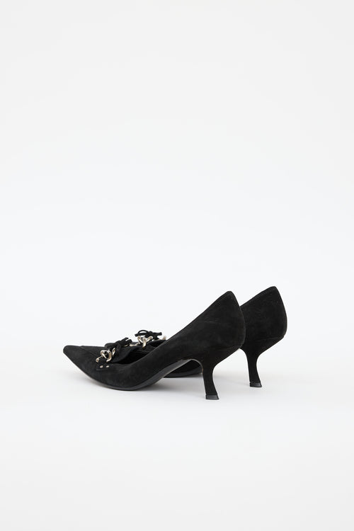 Prada Suede Chain Kitten Heel