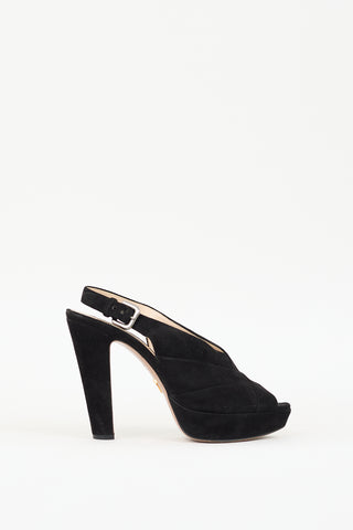 Prada Black Suede Slingback Heel