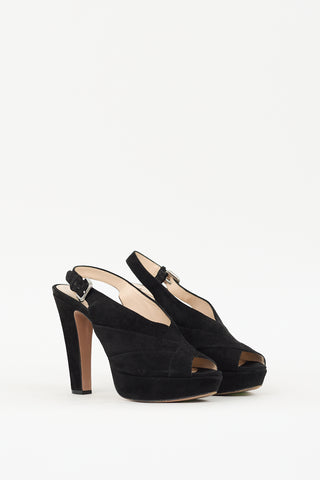 Prada Black Suede Slingback Heel