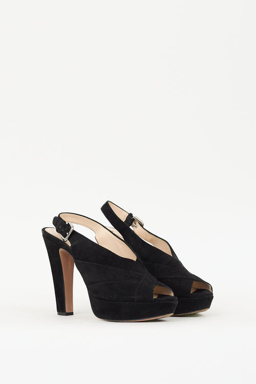 Prada Black Suede Slingback Heel