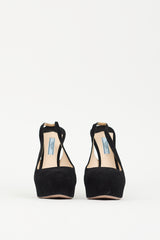 Prada Black Suede Slingback Platform Pump