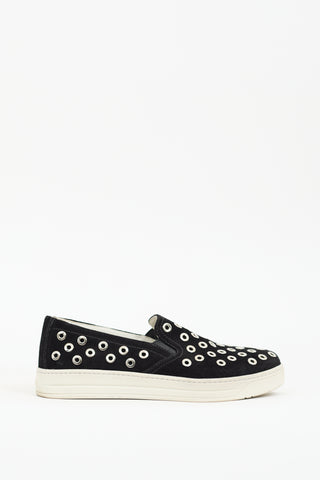 Prada 2000 Black Suede Studded Sneaker