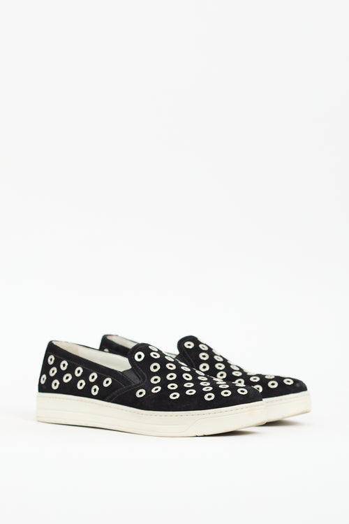 Prada 2000 Black Suede Studded Sneaker