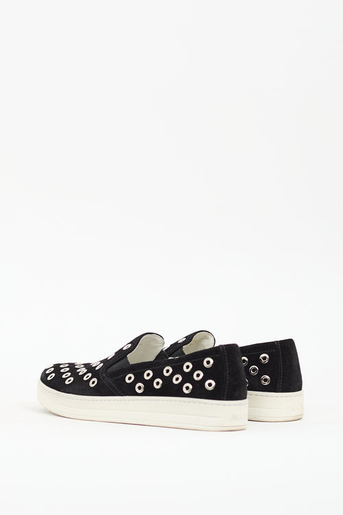 Prada 2000 Black Suede Studded Sneaker