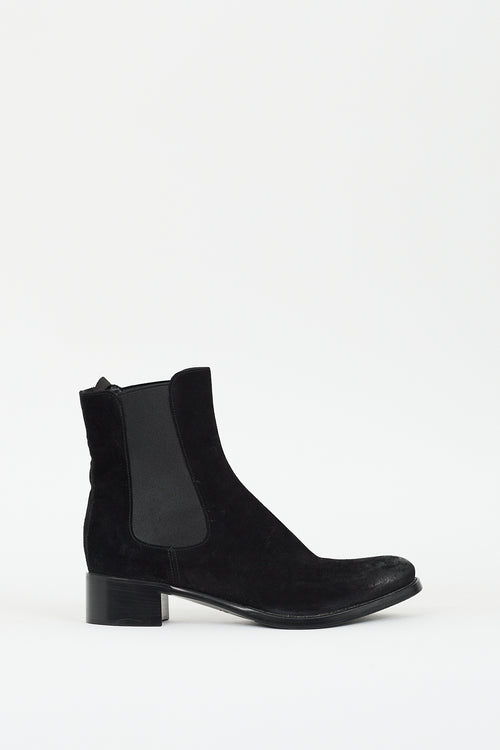 Prada Black Suede chelsea Boot