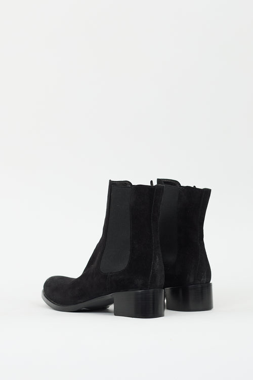 Prada Black Suede chelsea Boot