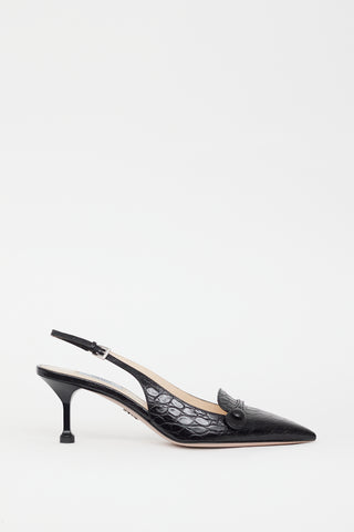 Prada Black Patent Leather Slingback Pump