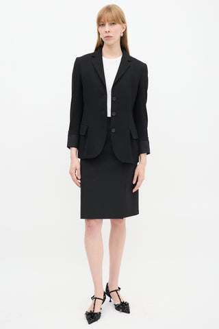 Prada Black Turned Cuff Two Pocket Blazer