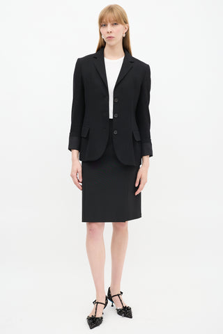 Prada Black Turned Cuff Two Pocket Blazer