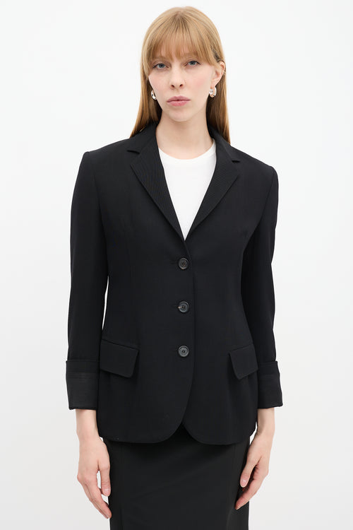 Prada Black Turned Cuff Two Pocket Blazer