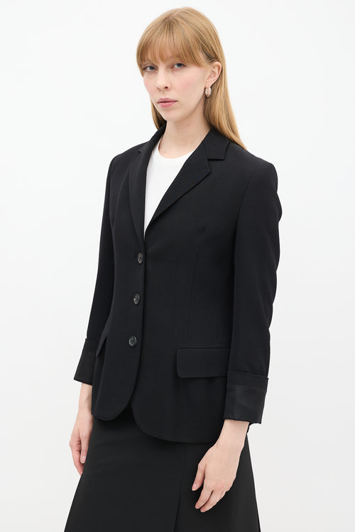 Prada Black Turned Cuff Two Pocket Blazer