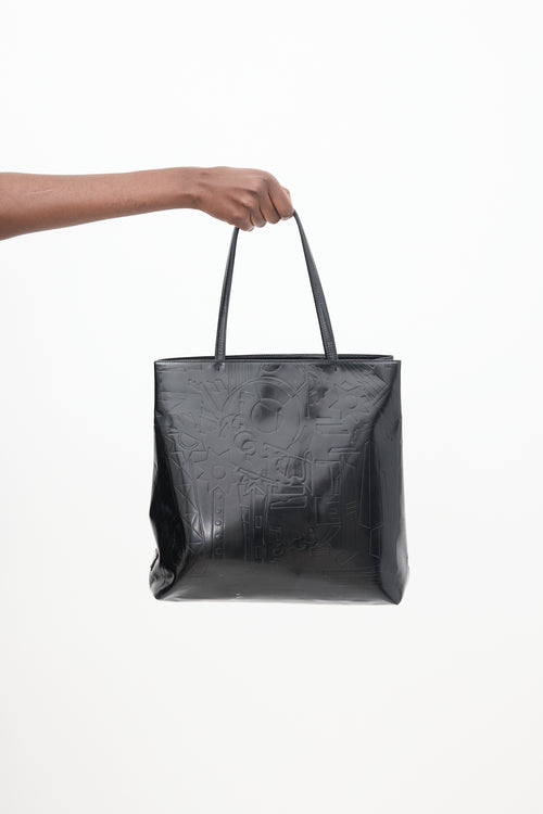 Prada Black Leather Embossed Tote