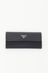 Prada Black Vitello Move Leather & Nylon Wallet