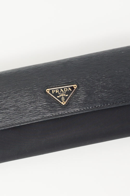 Prada Black Vitello Move Leather & Nylon Wallet